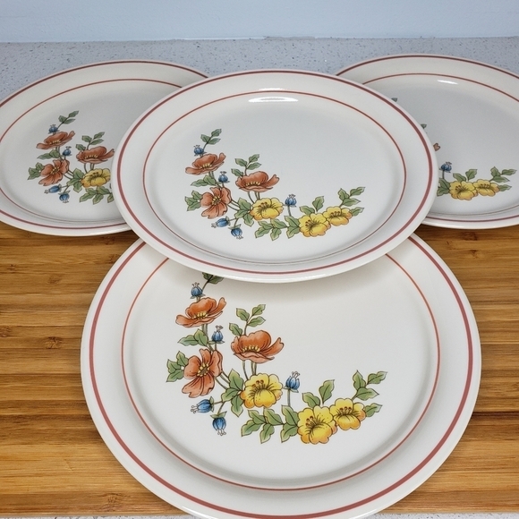 Set 4 Cornerstone by Corning Royal Garden Floral Pattern Lunch Plates Stoneware - Picture 6 of 8